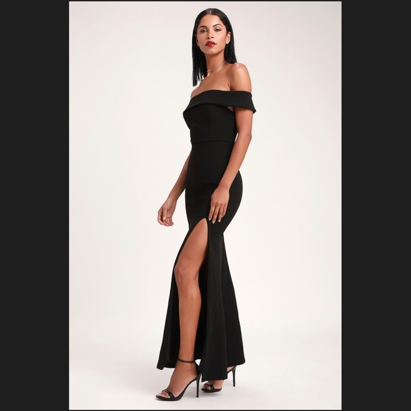 Lulus Dresses & Skirts - AVELINE BLACK OFF-THE-SHOULDER MAXI DRESS
